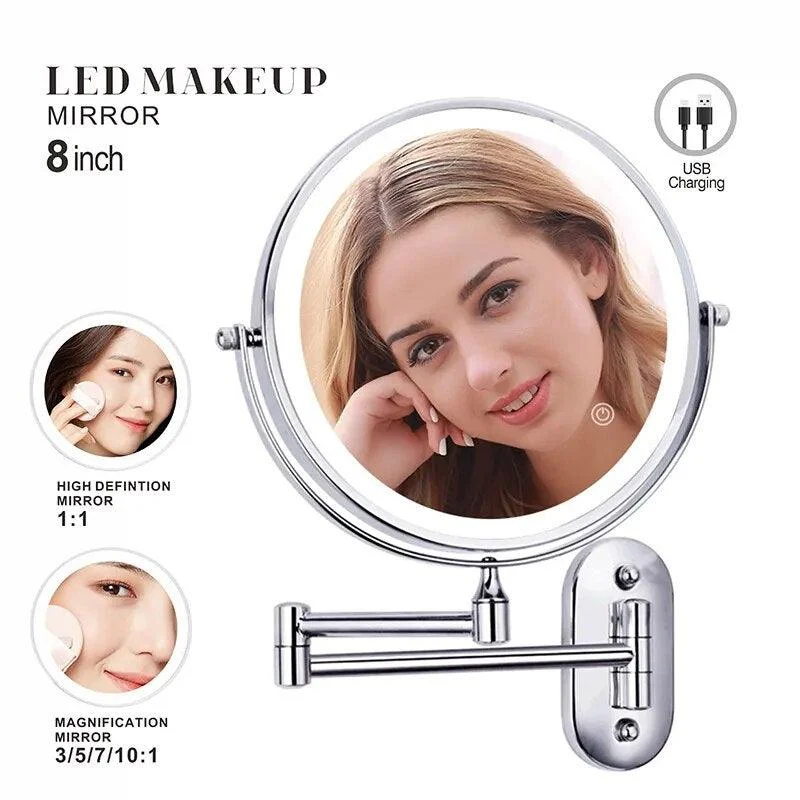 Wall Mounted Makeup Mirror 3X-10X Magnifying 3 color LED light Mirror -Bathlova