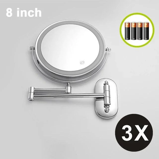 Wall Mounted Makeup Mirror 3X-10X Magnifying 3 color LED light Mirror -Bathlova