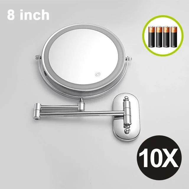 Wall Mounted Makeup Mirror 3X-10X Magnifying 3 color LED light Mirror -Bathlova