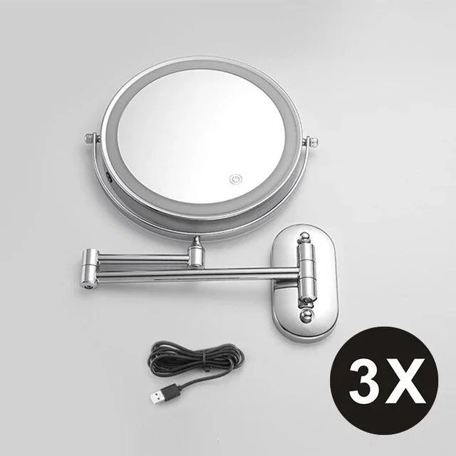 Wall Mounted Makeup Mirror 3X-10X Magnifying 3 color LED light Mirror -Bathlova