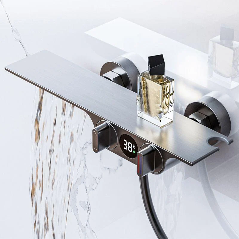 Wall Mounted Metal Bathroom Tap Low Arc Waterfall Tub Filler -Bathlova