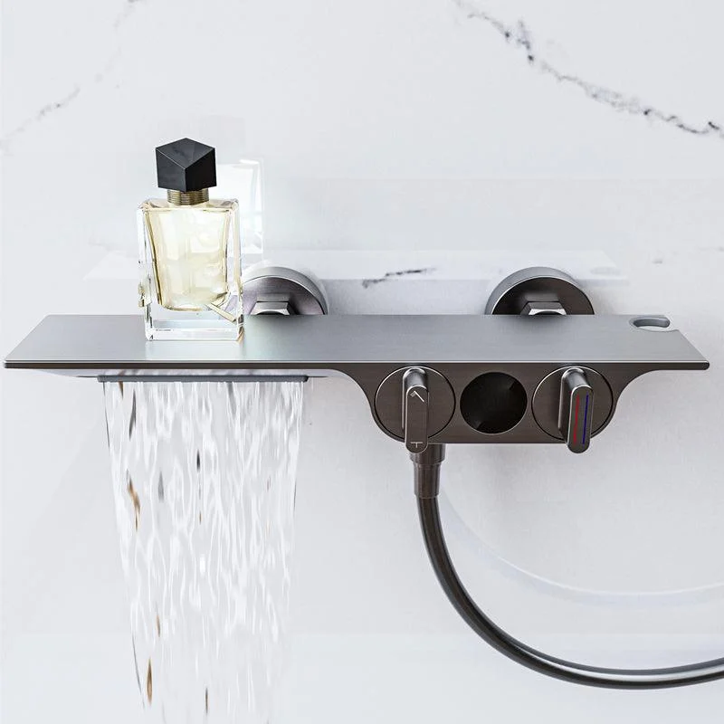 Wall Mounted Metal Bathroom Tap Low Arc Waterfall Tub Filler -Bathlova