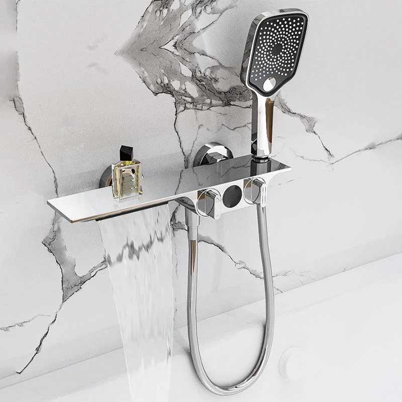 Wall Mounted Metal Bathroom Tap Low Arc Waterfall Tub Filler -Bathlova