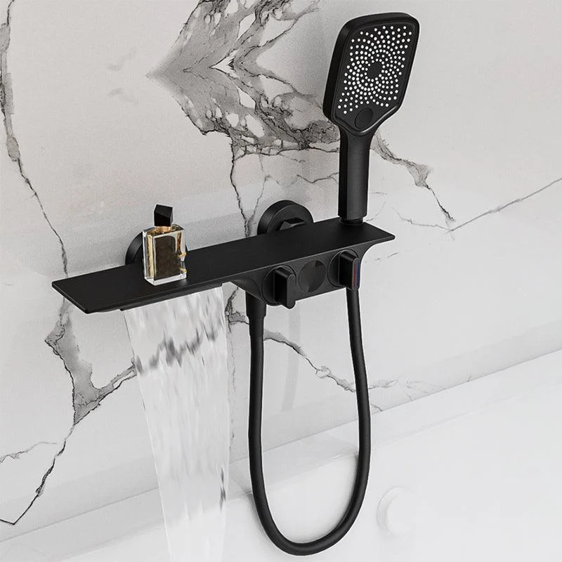 Wall Mounted Metal Bathroom Tap Low Arc Waterfall Tub Filler -Bathlova