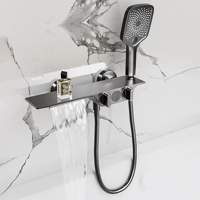 Wall Mounted Metal Bathroom Tap Low Arc Waterfall Tub Filler -Bathlova