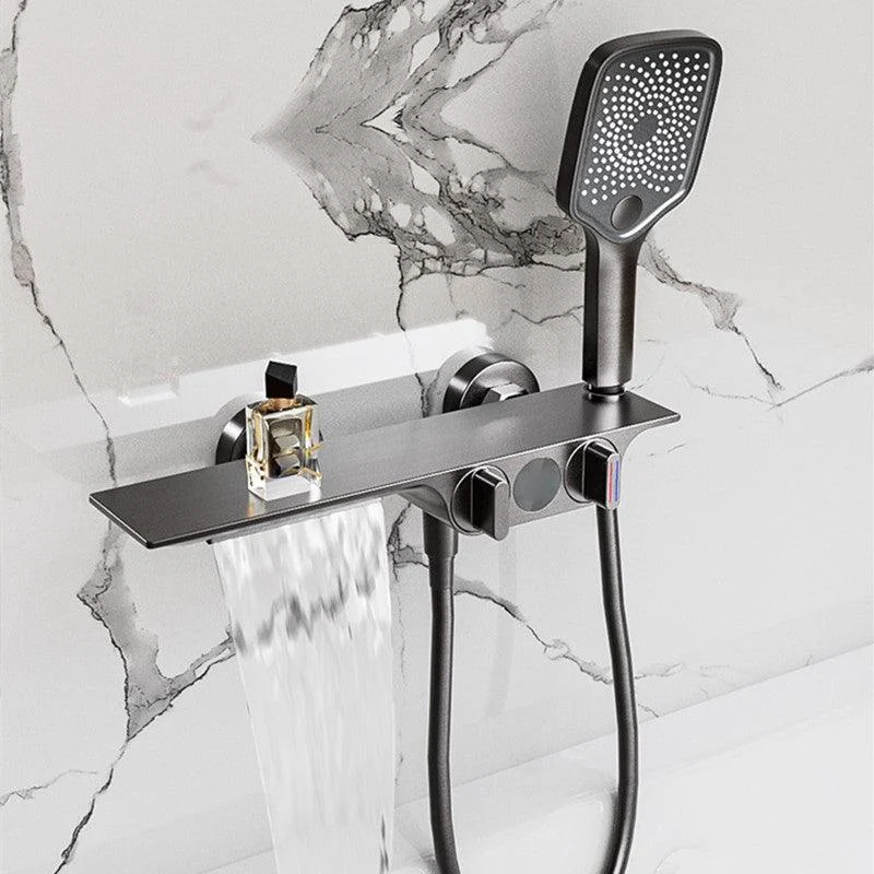 Wall Mounted Metal Bathroom Tap Low Arc Waterfall Tub Filler -Bathlova