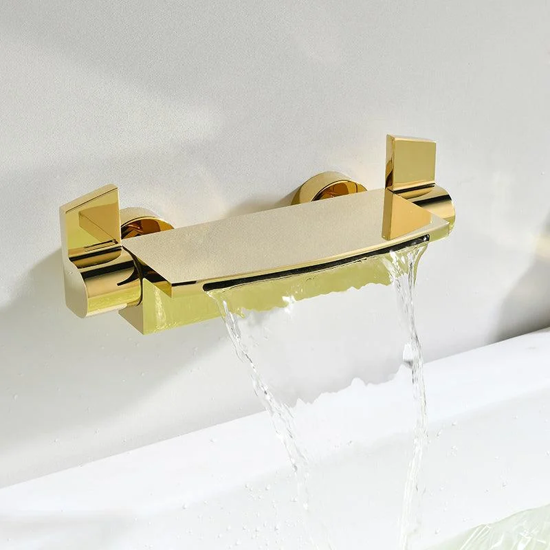 Wall Mounted Metal Freestanding Tub Filler Two Handles Freestanding Tap -Bathlova