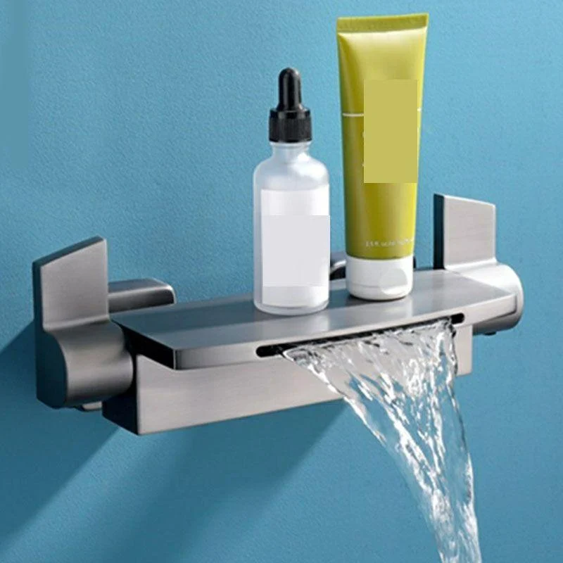 Wall Mounted Metal Tub Filler Double Handles Waterfall Tap -Bathlova