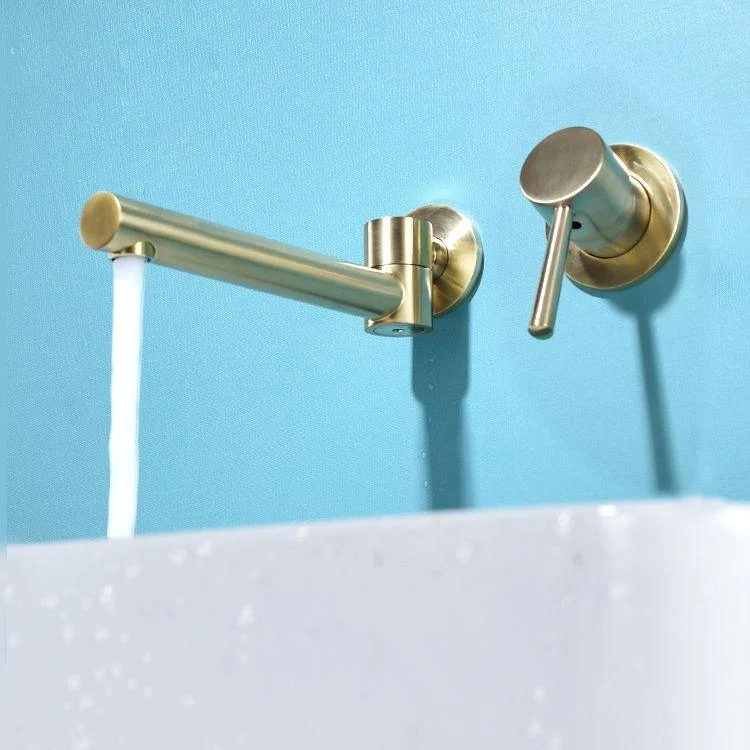 Wall Mounted Metal Tub Filler Low Arc Bathtub Spout Tub Tap Trim -Bathlova