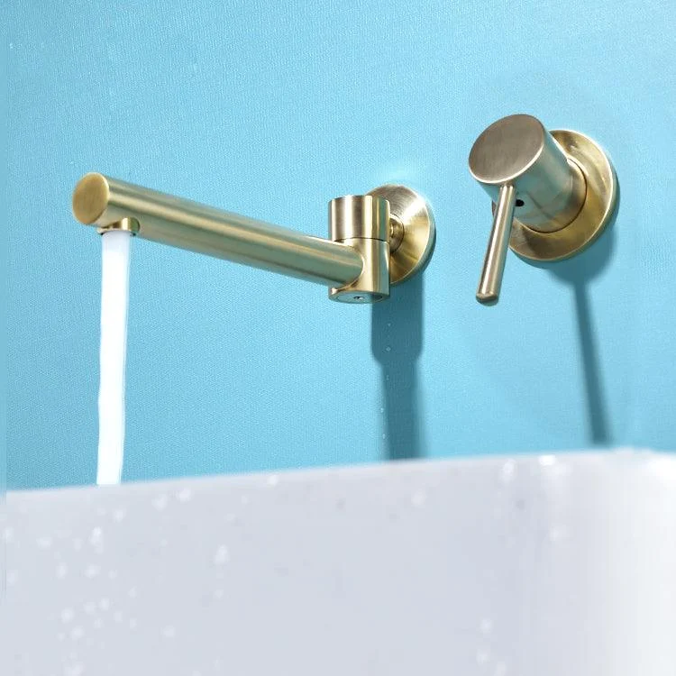 Wall Mounted Metal Tub Filler Low Arc Bathtub Spout Tub Tap Trim -Bathlova