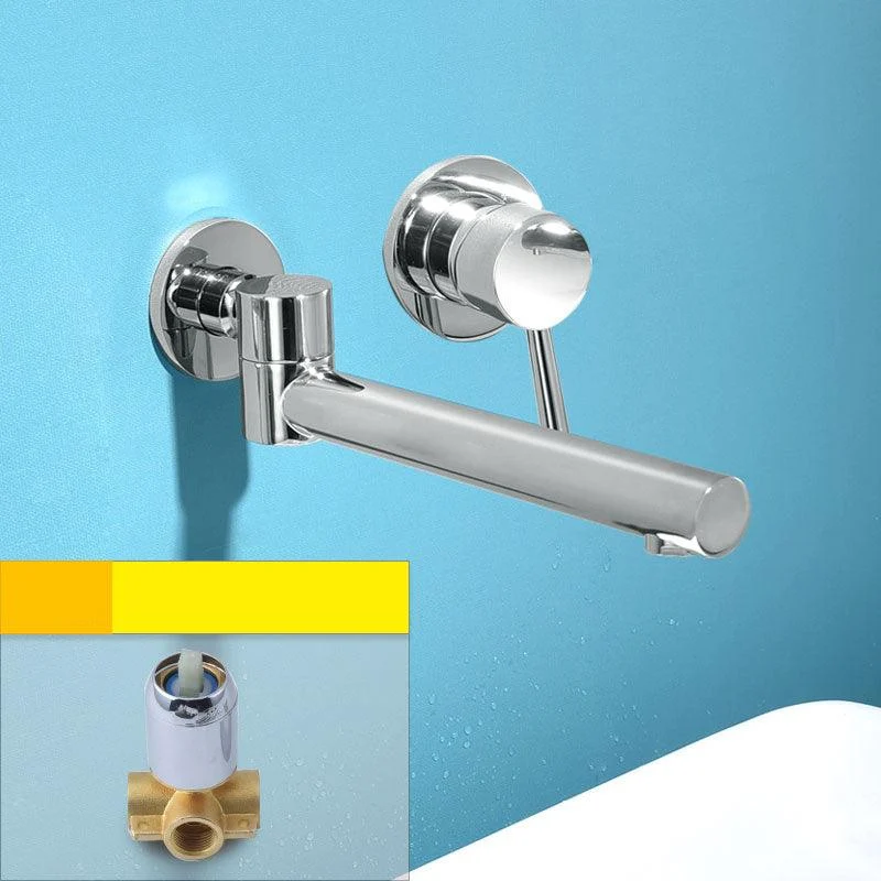 Wall Mounted Metal Tub Filler Low Arc Bathtub Spout Tub Tap Trim -Bathlova