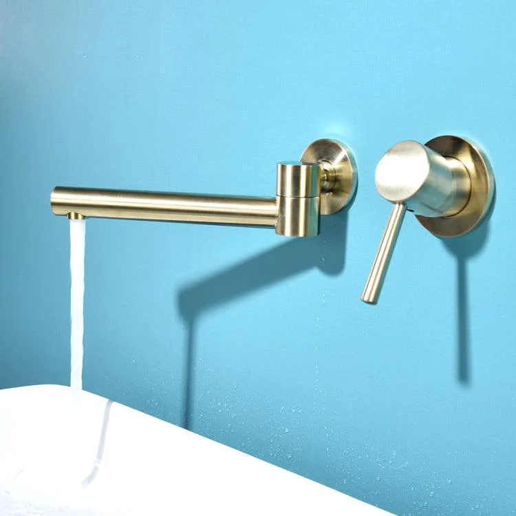 Wall Mounted Metal Tub Filler Low Arc Bathtub Spout Tub Tap Trim -Bathlova