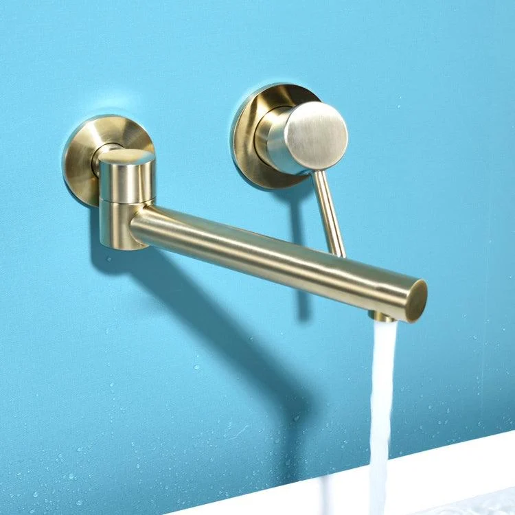 Wall Mounted Metal Tub Filler Low Arc Bathtub Spout Tub Tap Trim -Bathlova