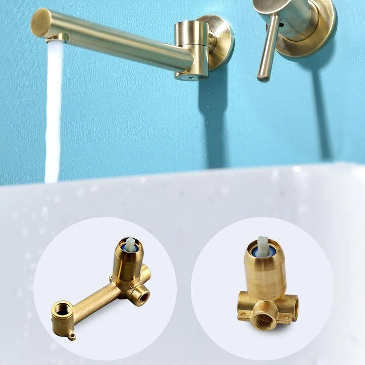 Wall Mounted Metal Tub Filler Low Arc Bathtub Spout Tub Tap Trim -Bathlova