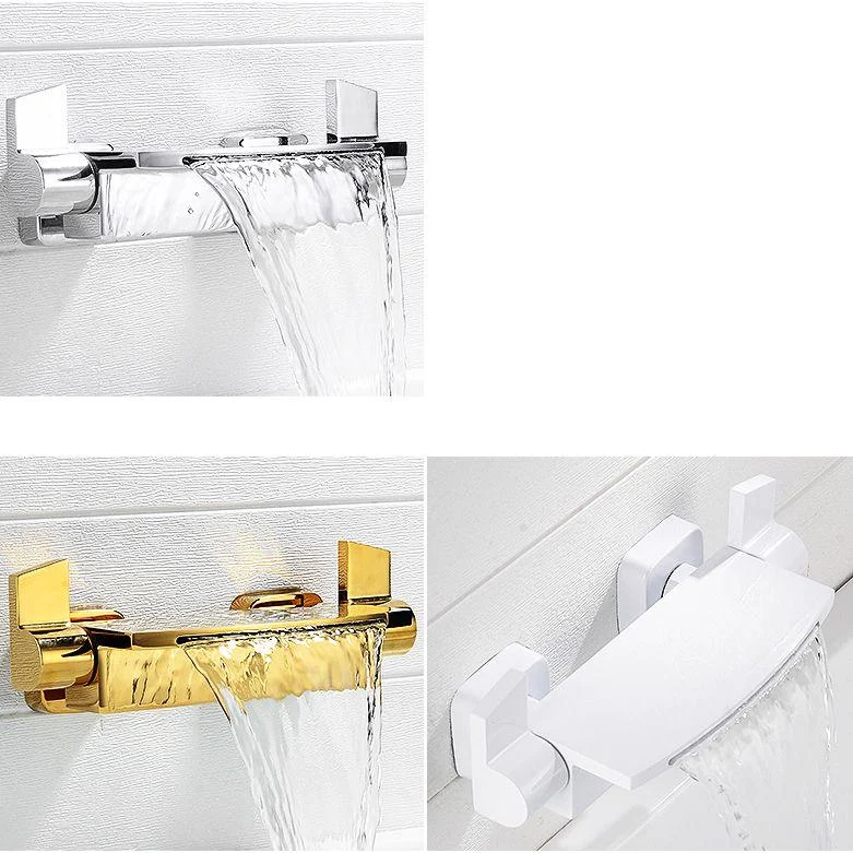 Wall Mounted Metal Tub Filler Low Arc Freestanding Bathtub Tap -Bathlova