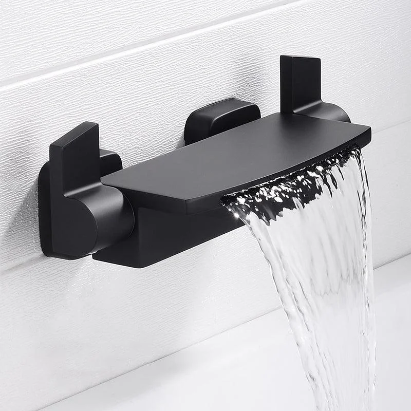 Wall Mounted Metal Tub Filler Low Arc Freestanding Bathtub Tap -Bathlova