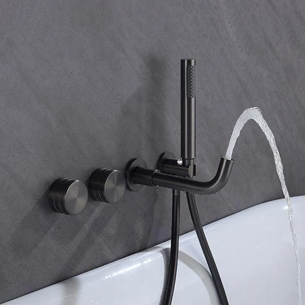 Wall Mounted Metal Tub Filler Low Arc Rotatable Tub Tap Trim -Bathlova