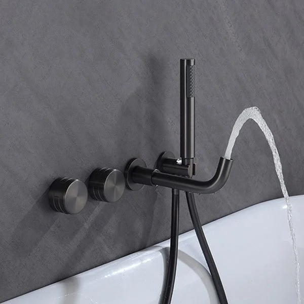 Wall Mounted Metal Tub Filler Low Arc Rotatable Tub Tap Trim -Bathlova