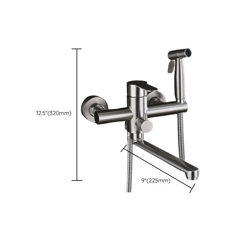 Wall Mounted Metal Tub Filler Low Arc Swivel Bathroom Tap -Bathlova