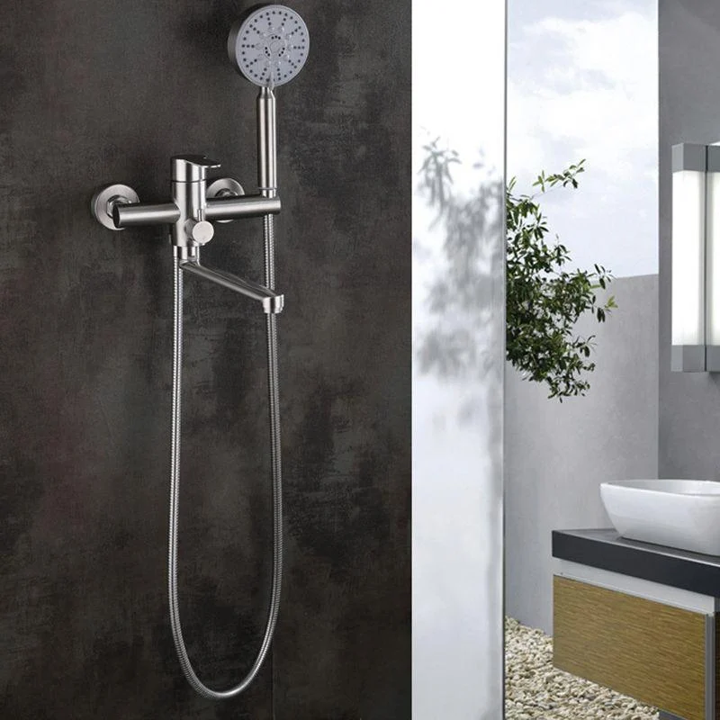 Wall Mounted Metal Tub Filler Low Arc Swivel Bathroom Tap -Bathlova