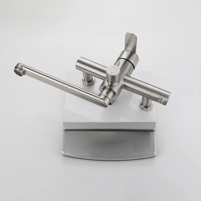 Wall Mounted Metal Tub Filler Low Arc Swivel Bathroom Tap -Bathlova