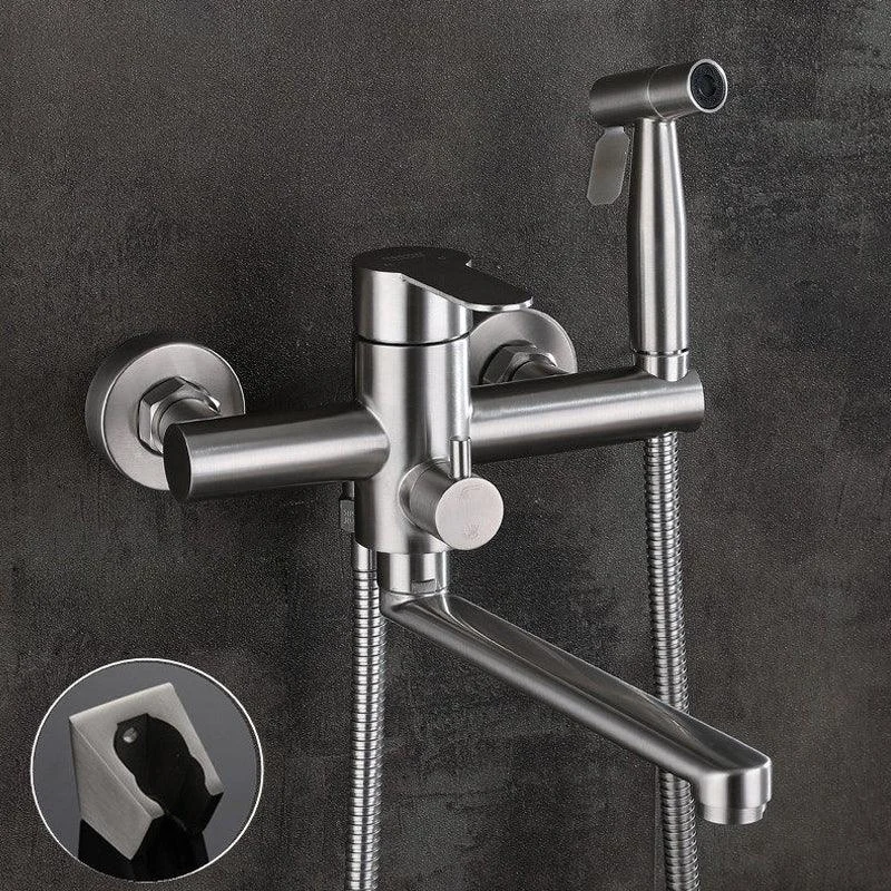 Wall Mounted Metal Tub Filler Low Arc Swivel Bathroom Tap -Bathlova