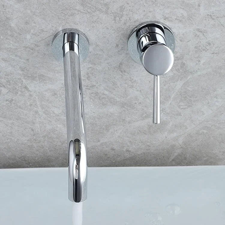 Wall Mounted Metal Tub Filler Low Arc Tubular Bathroom Tap -Bathlova