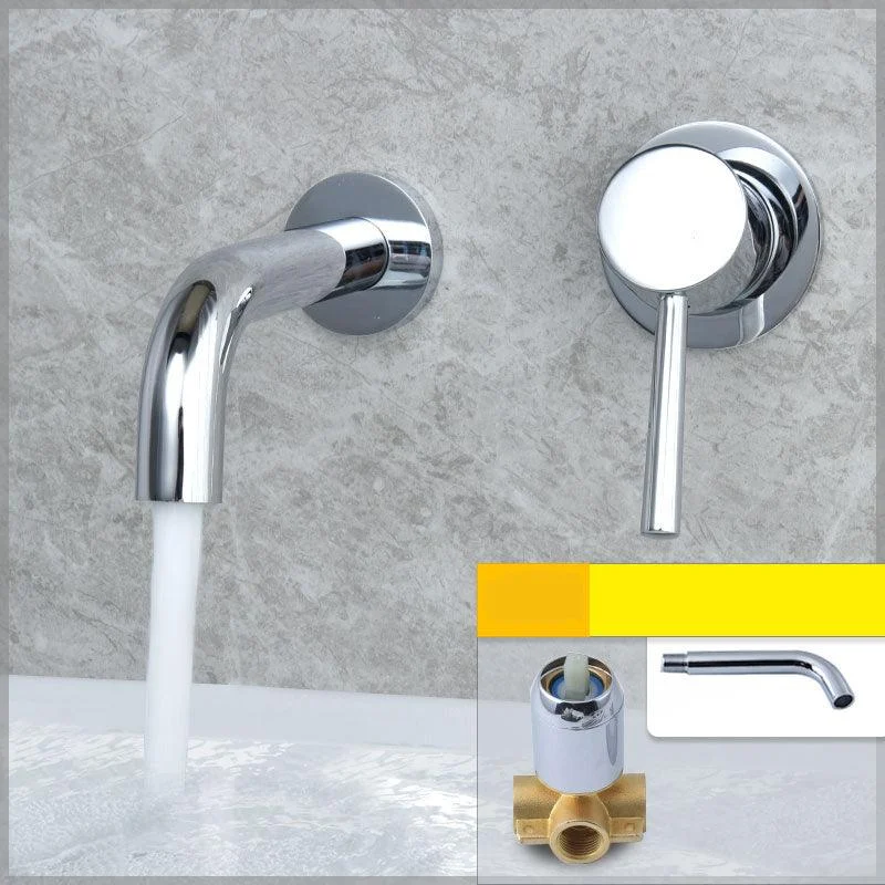 Wall Mounted Metal Tub Filler Low Arc Tubular Bathroom Tap -Bathlova