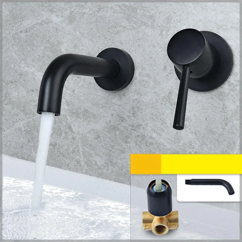 Wall Mounted Metal Tub Filler Low Arc Tubular Bathroom Tap -Bathlova