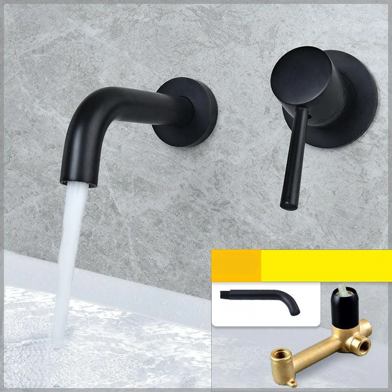 Wall Mounted Metal Tub Filler Low Arc Tubular Bathroom Tap -Bathlova