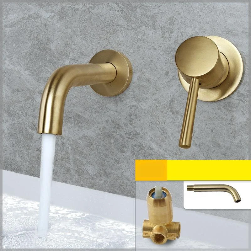 Wall Mounted Metal Tub Filler Low Arc Tubular Bathroom Tap -Bathlova