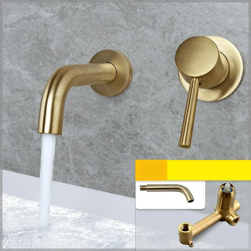 Wall Mounted Metal Tub Filler Low Arc Tubular Bathroom Tap -Bathlova