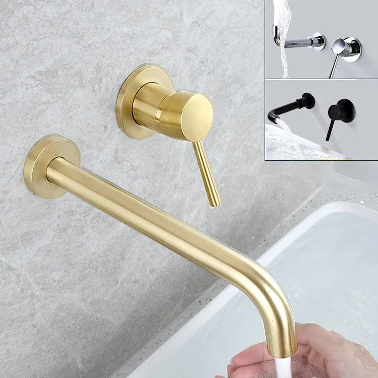 Wall Mounted Metal Tub Filler Low Arc Tubular Bathroom Tap -Bathlova