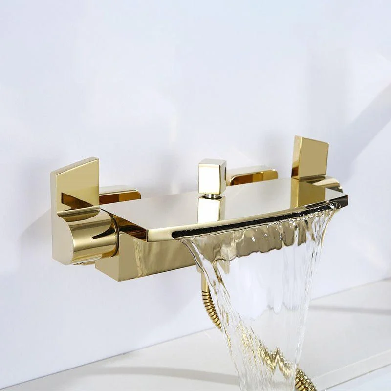 Wall Mounted Metal Tub Filler Low Arc Waterfall Bathroom Tap -Bathlova