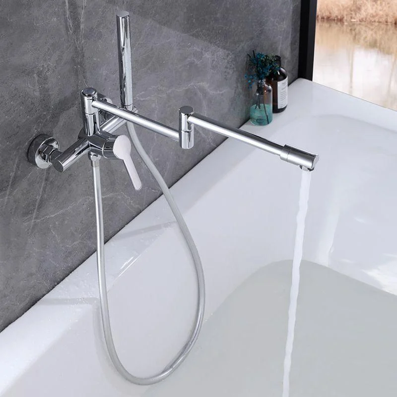 Wall Mounted Metal Tub Filler Low Arc Waterfall Bathroom Tap with Hose -Bathlova