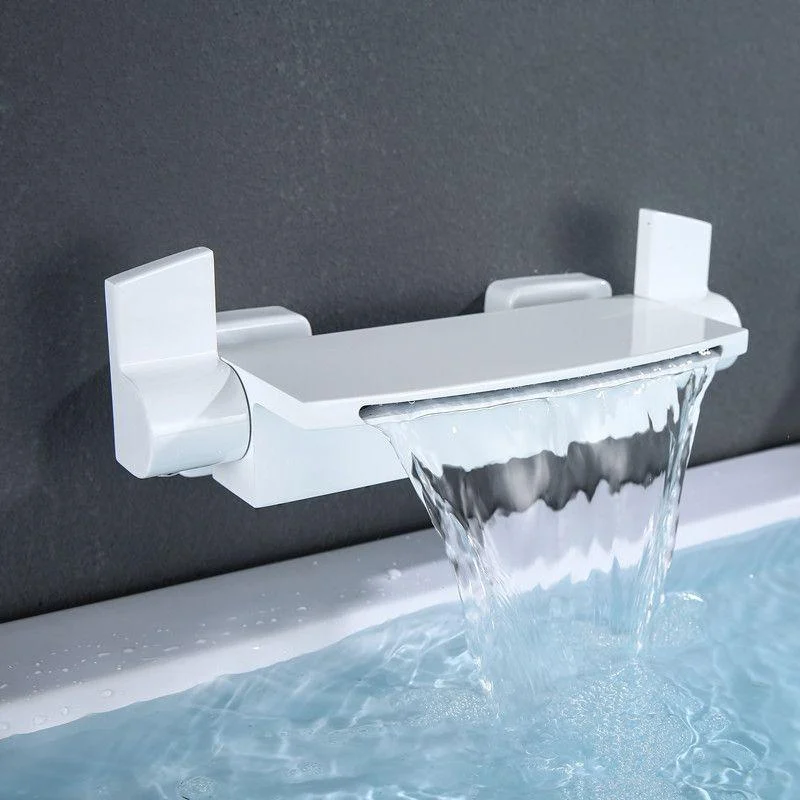 Wall Mounted Metal Tub Filler Low Arc Waterfall Bathroom Tub Tap Trim -Bathlova