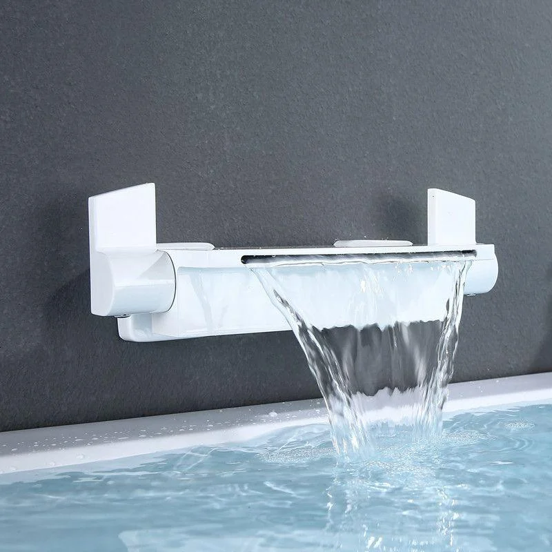 Wall Mounted Metal Tub Filler Low Arc Waterfall Bathroom Tub Tap Trim -Bathlova