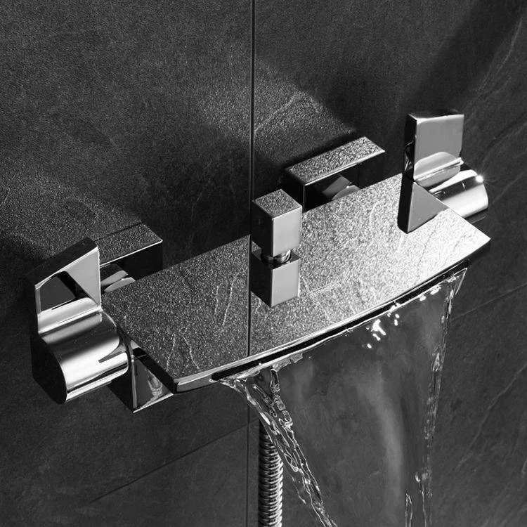 Wall Mounted Metal Tub Filler Low Arc Waterfall Bathroom Tub Tap Trim -Bathlova