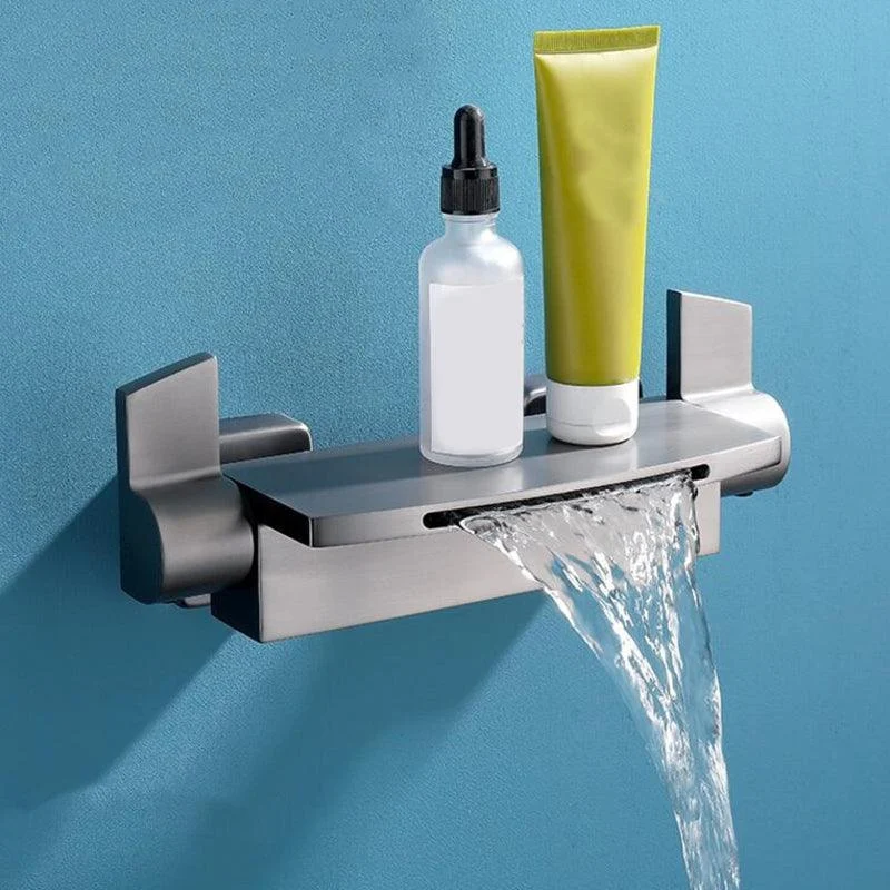 Wall Mounted Metal Tub Filler Low Arc Waterfall Bathroom Tub Tap Trim -Bathlova