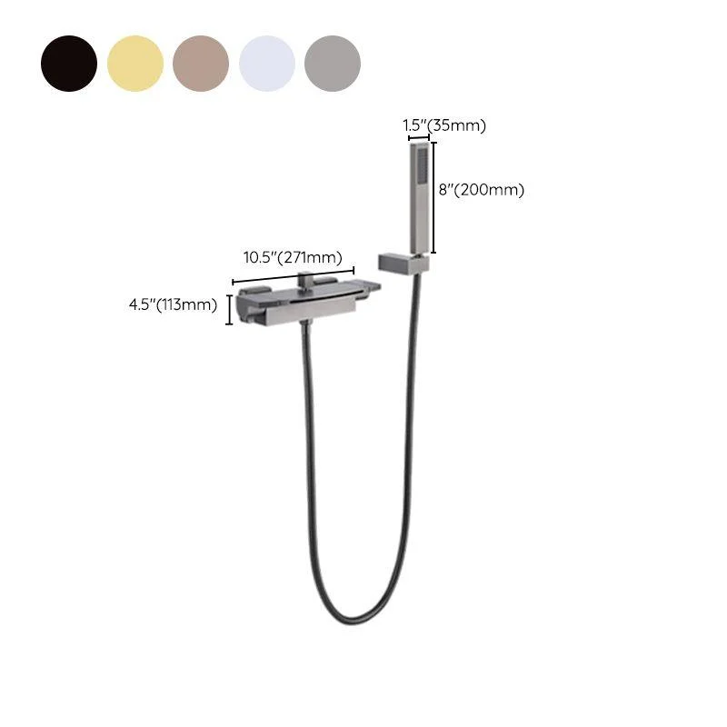 Wall Mounted Metal Tub Filler Low Arc Waterfall Double Handles Tub Tap Trim -Bathlova