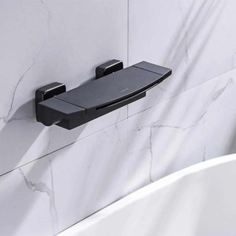 Wall Mounted Metal Tub Filler Low Arc Waterfall Double Handles Tub Tap Trim -Bathlova