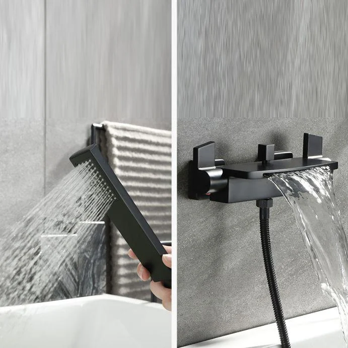 Wall Mounted Metal Tub Filler Low Arc Waterfall Tub Tap Trim -Bathlova