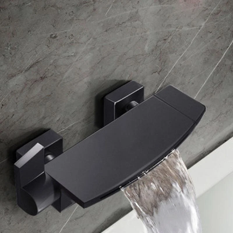 Wall Mounted Metal Tub Filler Low Arc Waterfall Tub Tap Trim -Bathlova