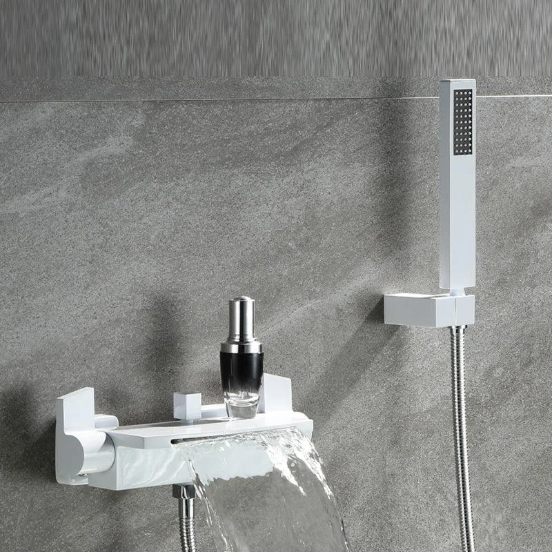 Wall Mounted Metal Tub Filler Low Arc Waterfall Tub Tap Trim -Bathlova