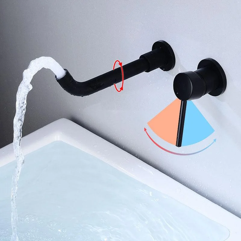 Wall Mounted Metal Tub Filler One Handle Rotatable Tub Tap Trim -Bathlova