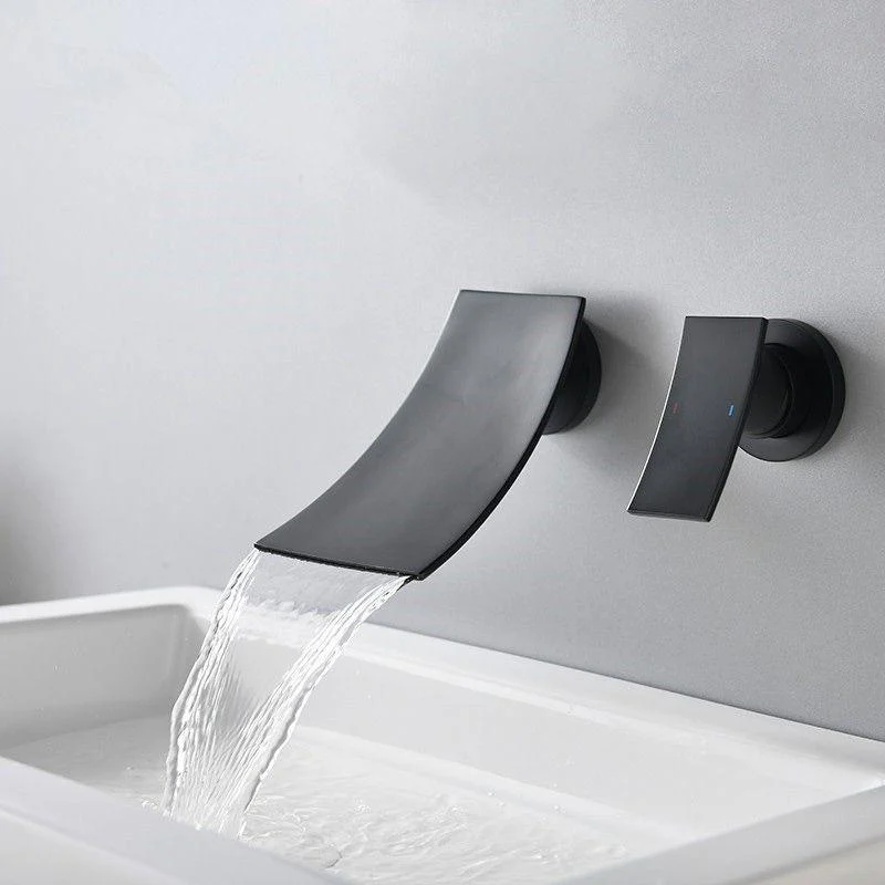 Wall Mounted Metal Tub Filler One Handles Waterfall Tub Tap Trim -Bathlova