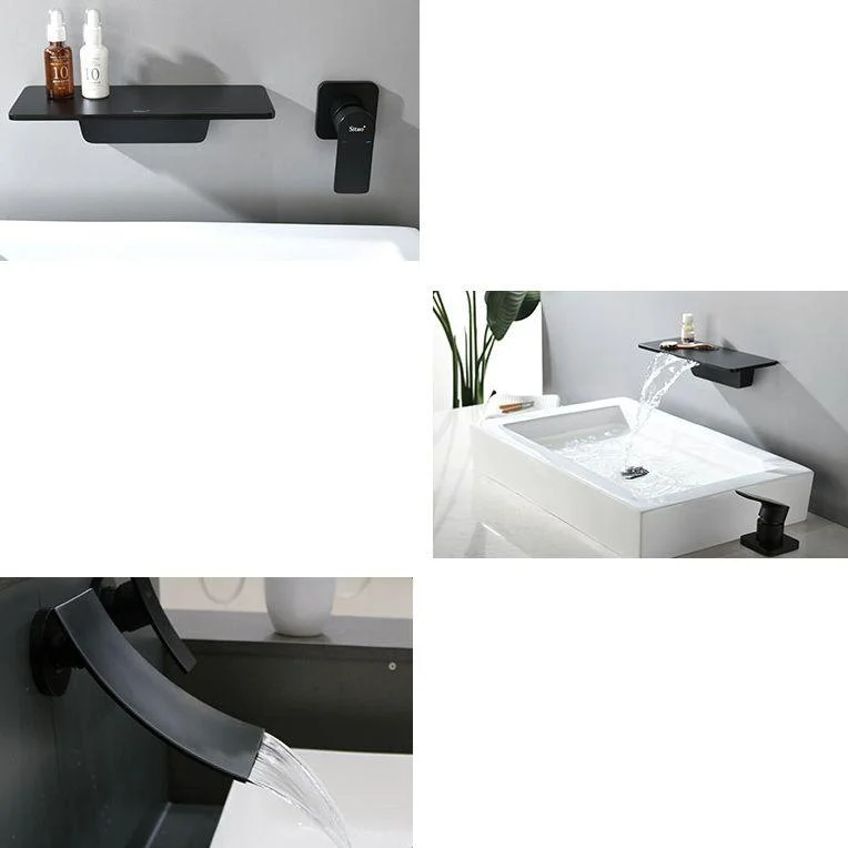 Wall Mounted Metal Tub Filler One Handles Waterfall Tub Tap Trim -Bathlova