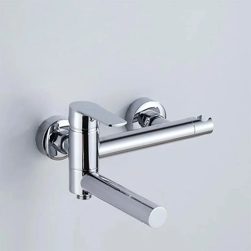 Wall Mounted Metal Tub Filler Single Handle Swivel Tub Tap Trim -Bathlova