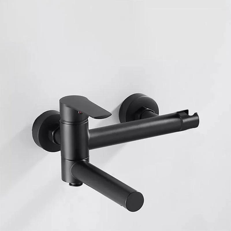 Wall Mounted Metal Tub Filler Single Handle Swivel Tub Tap Trim -Bathlova