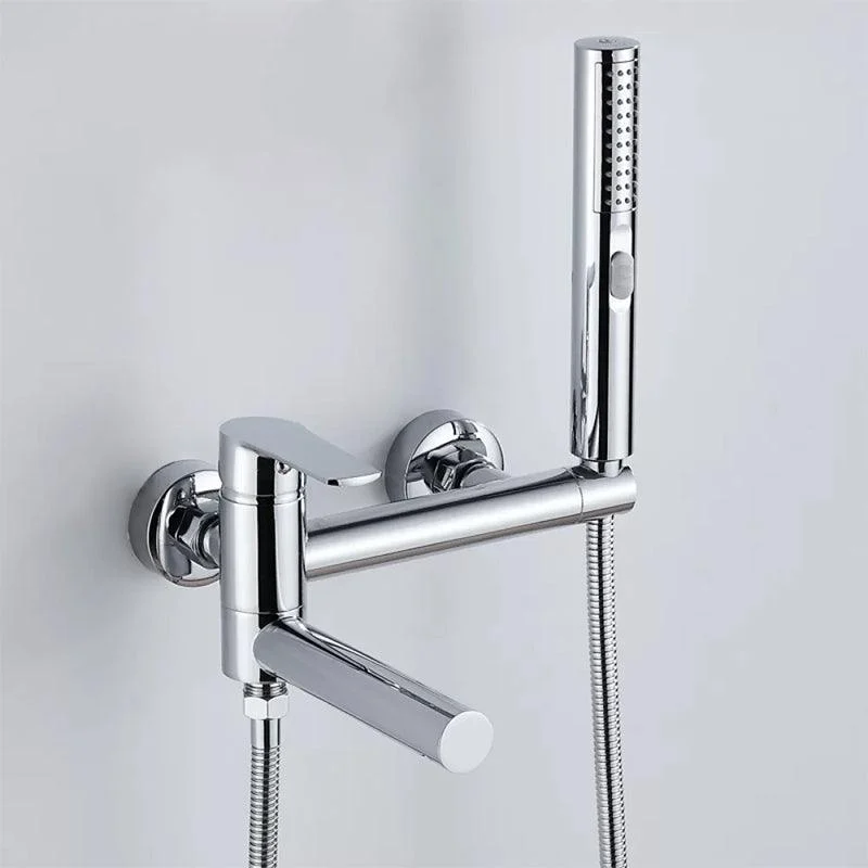 Wall Mounted Metal Tub Filler Single Handle Swivel Tub Tap Trim -Bathlova